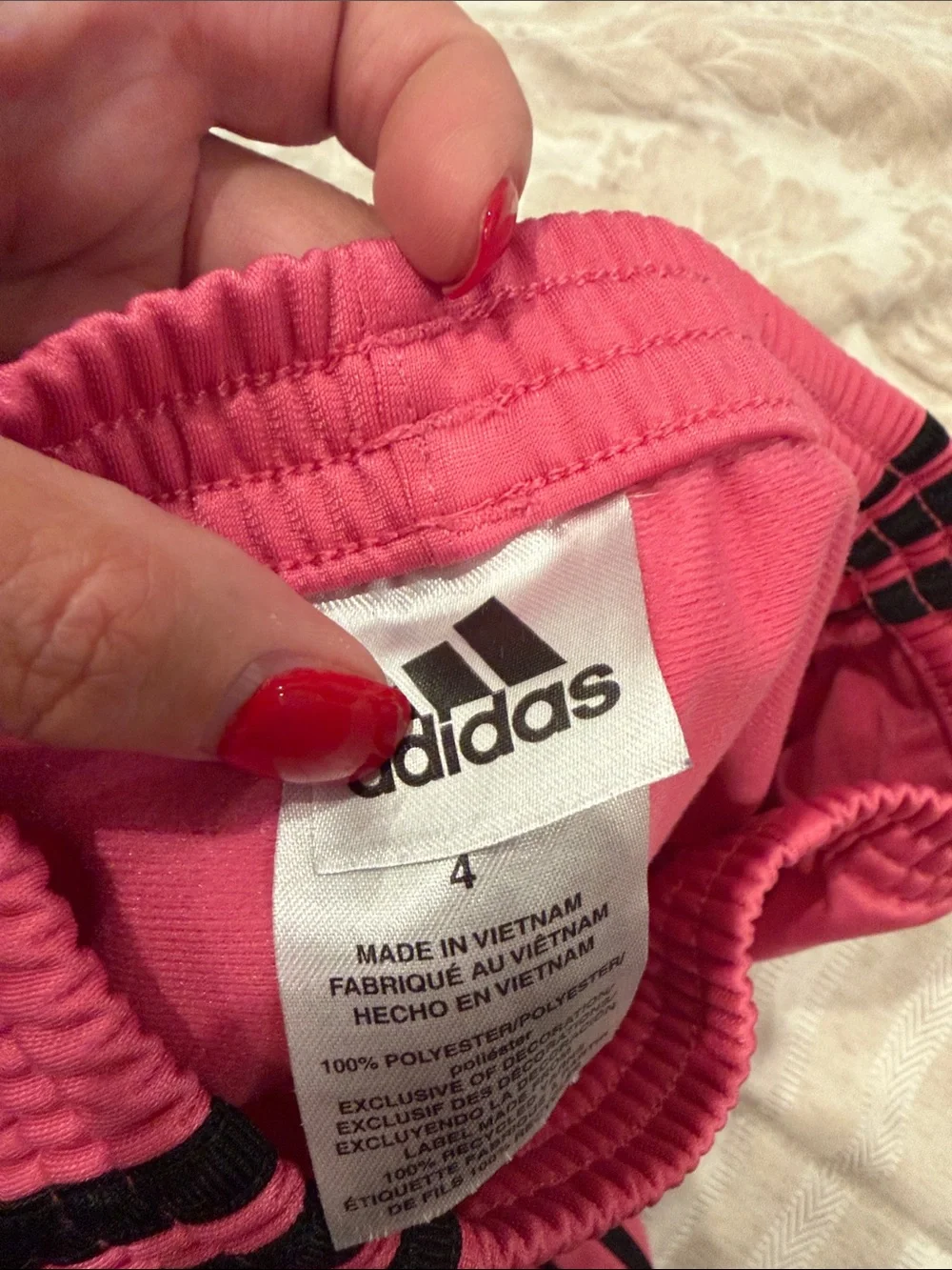 adidas Kids Hot Pink Joggers with Black Stripes